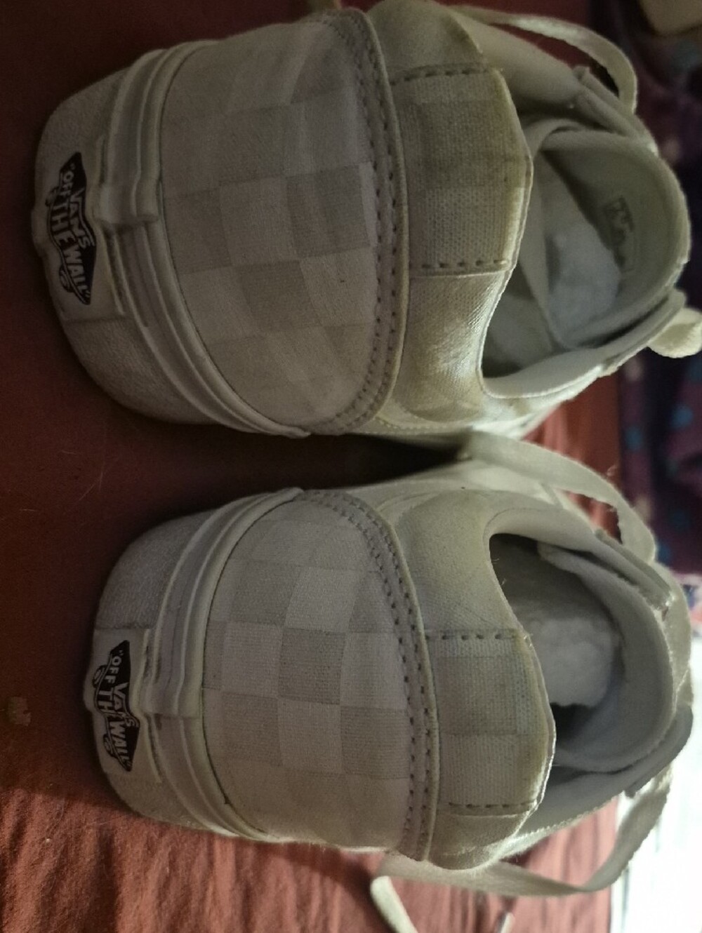 Vans White/Cream Checkerboard Low Top Sneakers - Picture 10 of 11
